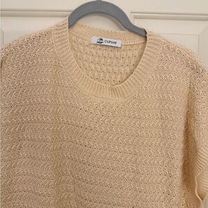 Cupshe Beige Knit Crew Neck Coverup with side slits